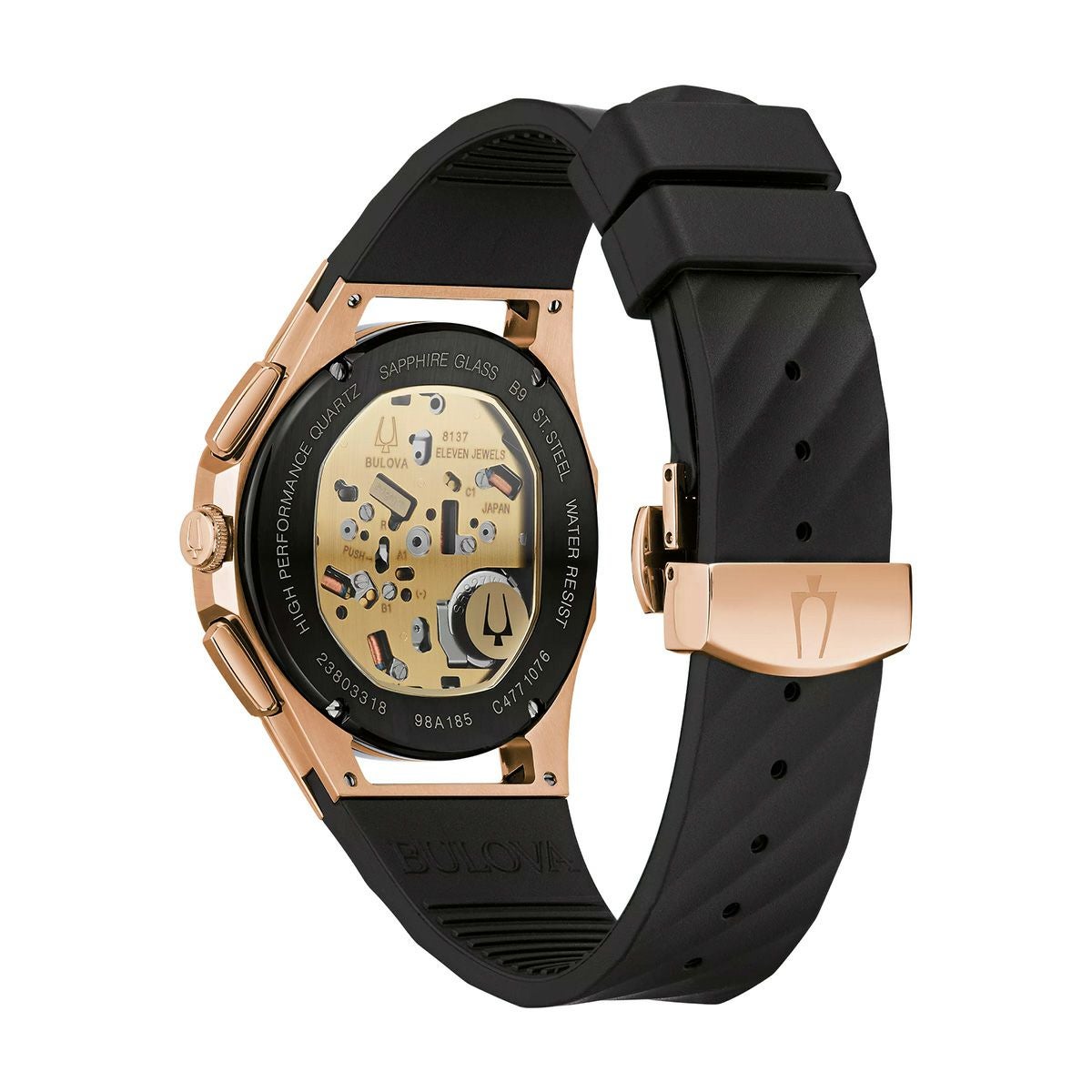 BULOVA ブローバ クロノグラフ ブラック ゴールド 98A185 カーブ 98A185 | BULOVA（ブローバ）ジャパン公式サイト